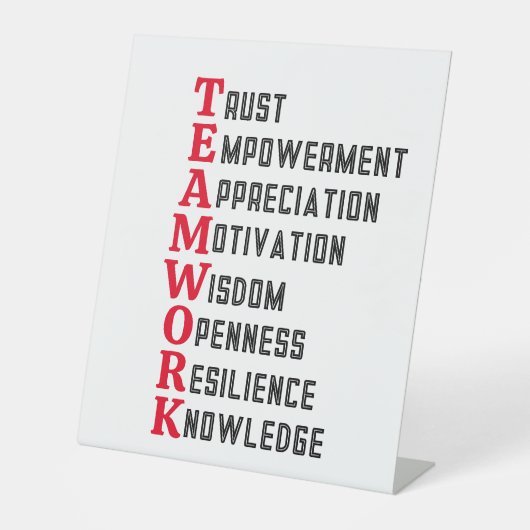 Teamwork Positives Wort Podestzeichen Sockelschild (Vorderseite)