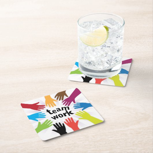 TeamWork Rechteckiger Pappuntersetzer (Vor Ort)