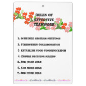Teamwork Red Blume Clipboard Klemmbrett (Rückseite)
