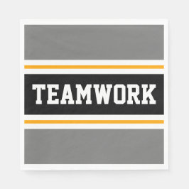 TEAMWORK Schwarz-weiß Gelbe graue Streifen Serviette