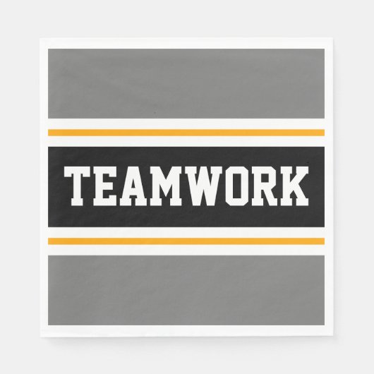 TEAMWORK Schwarz-weiß Gelbe graue Streifen Serviette (Vorderseite)