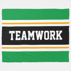 TEAMWORK Spaß Sportliche Grüne Schwarz-weiße Strei Fleecedecke