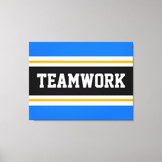 TEAMWORK Sporty Bright Blue Black Racing Stripes Leinwanddruck (Vorderseite)
