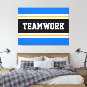 TEAMWORK Sporty Bright Blue Black Racing Stripes Leinwanddruck (Insitu (Schlafzimmer))