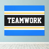 TEAMWORK Sporty Bright Blue Black Racing Stripes Leinwanddruck (Insitu (Holzboden))