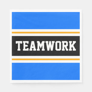 TEAMWORK Sporty Bright Blue Black Yellow Stripes Serviette