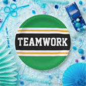 TEAMWORK Sporty Bright Green Black Racing Stripes Pappteller (Party)