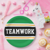 TEAMWORK Sporty Bright Green Black Racing Stripes Pappteller (Party)