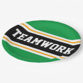 TEAMWORK Sporty Bright Green Black Racing Stripes Pappteller (Schrägansicht)