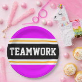 TEAMWORK Sporty Bright Pink Black Racing Stripes Pappteller (Party)