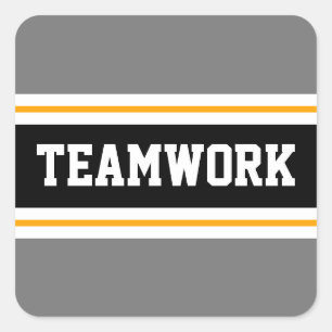 TEAMWORK Sporty Grey Schwarz-weiß Racing Stripes Quadratischer Aufkleber