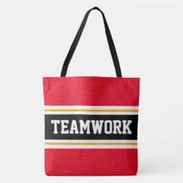 TEAMWORK Sporty Grey Schwarz-weiß Racing Stripes Tasche