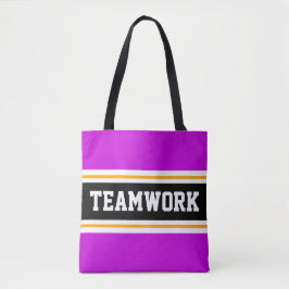 TEAMWORK Sporty Pink Schwarz-weiß Racing Streifen Tasche