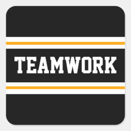 TEAMWORK Sporty Schwarz-weiß Yellow Racing Streife Quadratischer Aufkleber