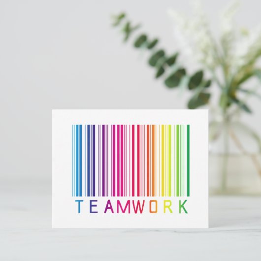 Teamwork Strichcode 02 Postkarte (Stehend Vorderseite)