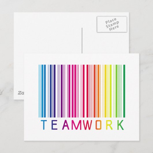 Teamwork Strichcode 02 Postkarte (Vorne/Hinten)