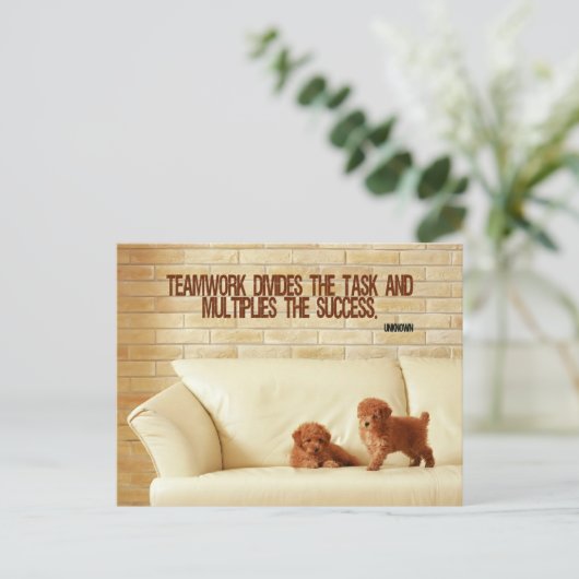 "Teamwork Success" Inspiration Zitat Postkarte (Stehend Vorderseite)
