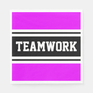 TEAMWORK Tropisch rosa Schwarz-weiße Rennstreifen Serviette