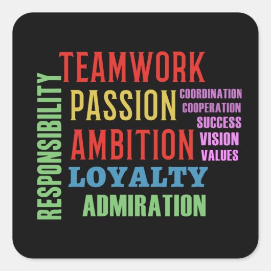 Teamwork Word Cloud Quadratischer Aufkleber (Vorderseite)
