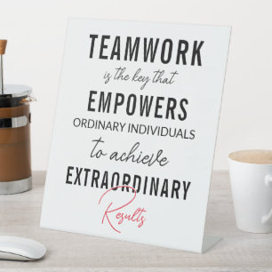 Teamwork Zitat Podestzeichen Sockelschild