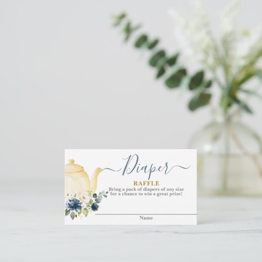 Teapot Baby Dusche Junge Diaper Raffekarte Begleitkarte (Stehend Vorderseite)