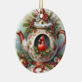 Teapot Birdhouse Kardinal 4 Keramik Ornament (Rechts)