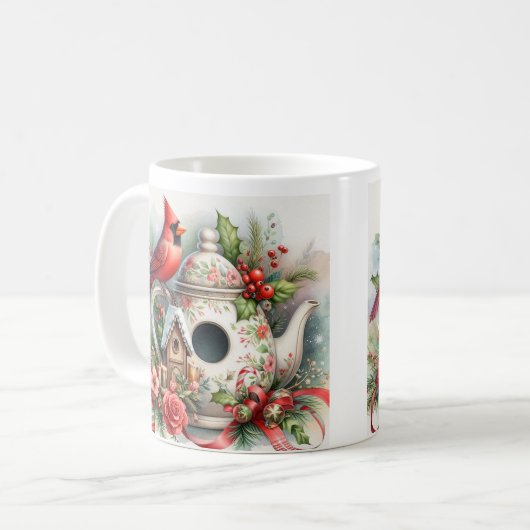 Teapot Birdhouse Kardinal 6 Kaffeetasse (Vorderseite Links)
