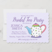 Teapot Bridal Polterabend Lila Tee Party Einladung (Vorderseite)