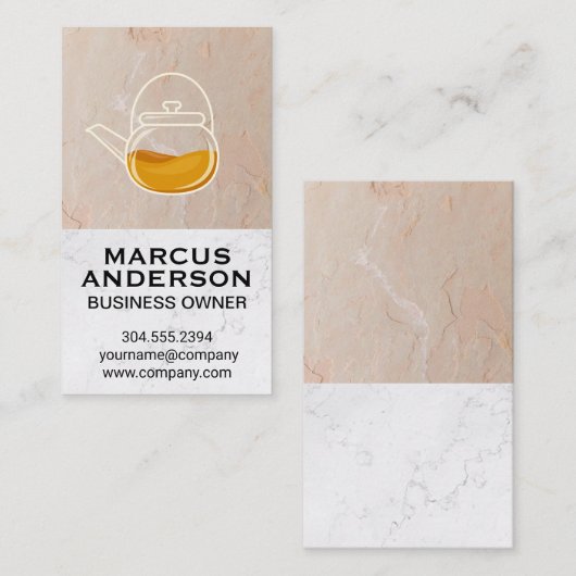 Teapot | Clay Texture Wall Weißer Marmor Visitenkarte (Vorne/Hinten)