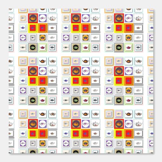 Teapot Collage Kitchen Tapete (Vorderseite)