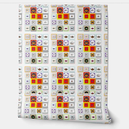 Teapot Collage Kitchen Tapete (Abrollen)