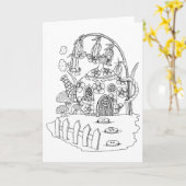 Teapot Fairy Hütte Farbe es sich selbst Leere Karte (Gelbe Blume)