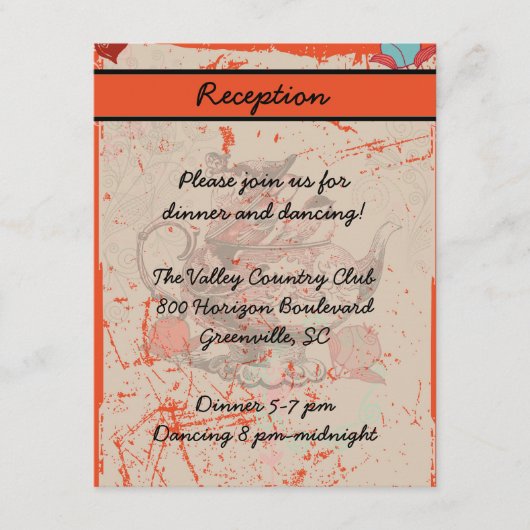 Teapot Fantasy Grunge Empfang Card Begleitkarte (Vorderseite)