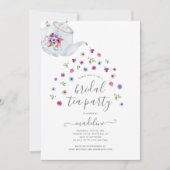 Teapot Floral Brautparty Tee Party Einladung (Vorderseite)