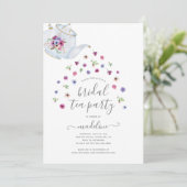 Teapot Floral Brautparty Tee Party Einladung (Stehend Vorderseite)