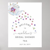 Teapot Floral Brautparty Tee Party Willkommen Poster (Vorne)