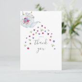 Teapot Floral Bridal Tee Party Dankeskarte (Stehend Vorderseite)