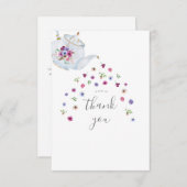 Teapot Floral Bridal Tee Party Dankeskarte (Vorne/Hinten)