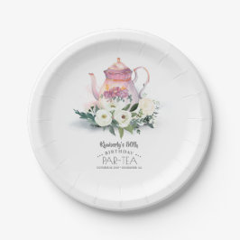 Teapot Floral Geburtstag Par-Tee Pappteller