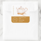 Teapot Ginseng Root Tee Label Quadratischer Aufkleber (Tasche)