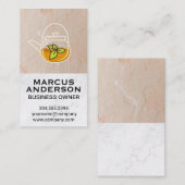 Teapot Green Leaf | Clay Texture Wall Weißer Marmo Visitenkarte (Vorne/Hinten)