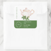 Teapot Lemon Balm Tea Label Quadratischer Aufkleber (Tasche)