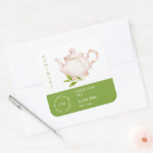 Teapot Loose Leaf Tea Label Quadratischer Aufkleber (Umschlag)
