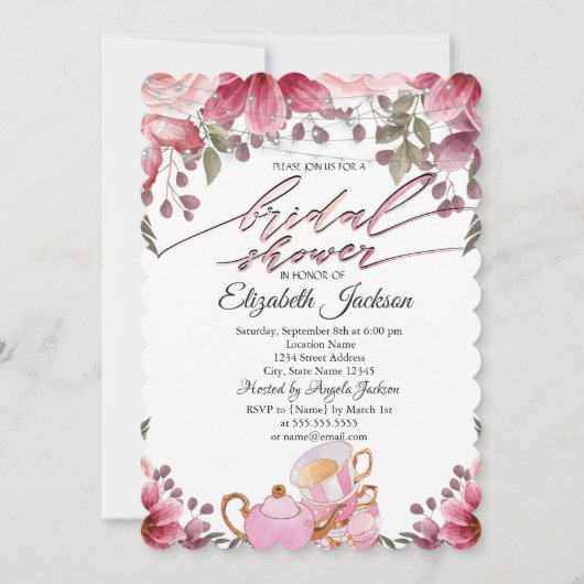 Teapot Macaron String Lights Brautparty Einladung (Vorderseite)