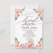 Teapot Macaron String Lights Rose Brautparty Einladung (Vorderseite)