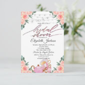 Teapot Macaron String Lights Rose Brautparty Einladung (Stehend Vorderseite)