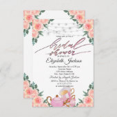 Teapot Macaron String Lights Rose Brautparty Einladung (Vorne/Hinten)