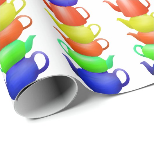 Teapot Muster Retro Geschenkpapier (Rolleneckpunkt)