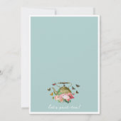 Teapot Party Blue Floral Butterflies Baby Shower Einladung (Rückseite)