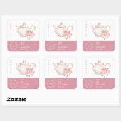 Teapot Rose Tee-Etikett Quadratischer Aufkleber (Blatt)